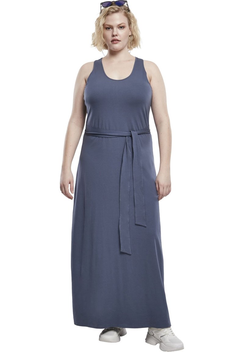 Urban Classics Curvy LADIES LONG RACER BACK DRESS - Maksi suknelė - vintageblue