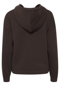 Bruine hoodie met een relaxte pasvorm, lange mouwen en geribbelde manchetten. Gemaakt van zachte katoenen stof met een gladde textuur.