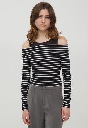 Terranova CON SCOLLO SHIFFER A RIGHE - Maglietta a manica lunga - nero