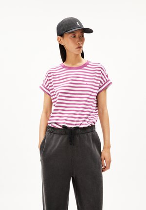 IDAARA STRIPES - Print T-shirt - white crushed berry