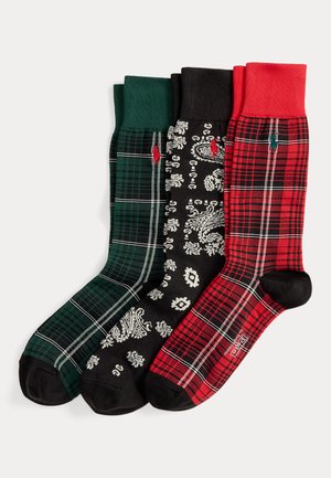 Polo Ralph Lauren BANDANNA & PLAID TROUSER 3-SOCK GIFT SET - Κάλτσες - red/black/green