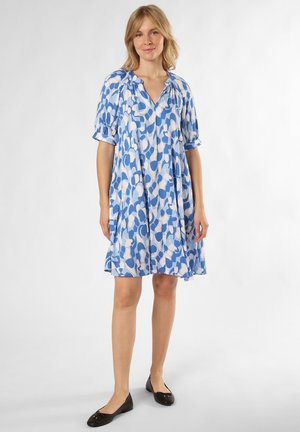 Freizeitkleid - blau ecru
