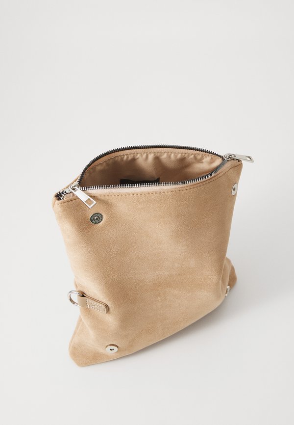 FAUX SUEDE STUDDED - Cross body bag - beige4