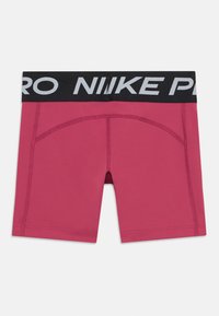 Nike Pro Shorts in einem lebhaften Pink, mit einem schwarzen Bund und weißem Markentext. Glattes Material mit Flachnähte und einer passgenauen Passform.