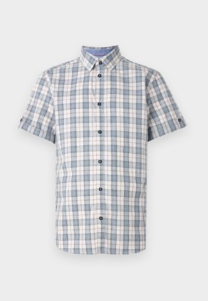 Κοντομάνικο πουκάμισο καρό σε λευκό, μπλε και κόκκινο χρώμα. Διαθέτει γιακά, σκούρα κουμπιά και σχέδιο με πλέγμα.