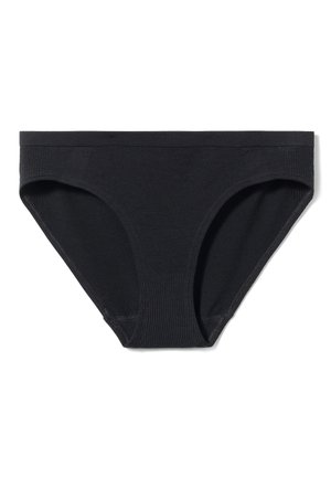 Black cotton brief with a smooth texture, full coverage design, and a soft elastic waistband. No visible seams or patterns.