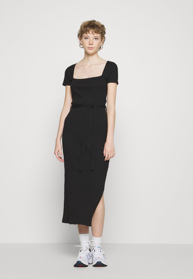 SQUARE NECK MIDI DRESS - Etui-jurk - black