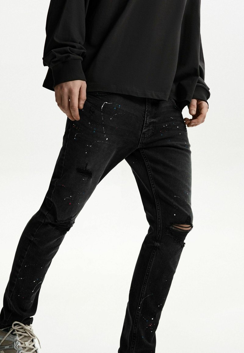 Pantaloni Zara Jeans Neri Vita Alta Strass Jeans Paillettes Zara - Main Image