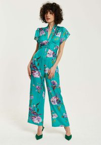 Liquorish FLORAL WITH SHORT SLEEVES - Jumpsuit - green