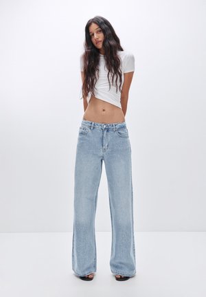 WITH RHINESTONES - Jeans Straight Leg - blue denim