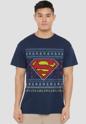 Cotton Soul, SUPERMAN UGLY CHRISTMAS LOGO - T-Shirt print - dark blue