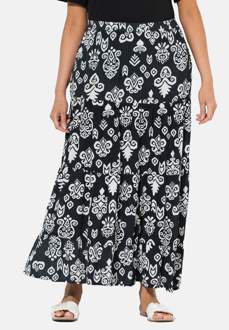 Ulla Popken BOHO TIERED FLOUNCE PANEL - Gonna lunga - black