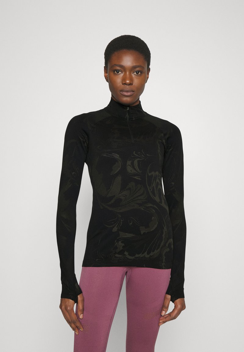 Athleta MOMENTUM SEAMLESS HALF ZIP Sweater met rits black/zwart