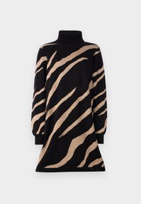 OBJRAY ROLL NECK - Strickkleid - black/desert taupe
