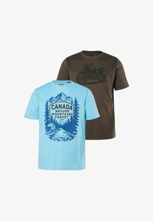 JP1880, 2-PACK OF HALF-SLEEVE CHEST - T-Shirt print - hazelnut