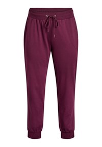 Burgunderfarbene Sweatpants mit elastischem Bund, Kordelzug und Bündchen an den Knöcheln. Aus einem weichen, strukturierten Stoff für zusätzlichen Komfort.