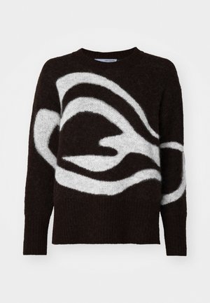 Selected, SLFALVA SWIRL O NECK - Jersey de punto - coffee bean