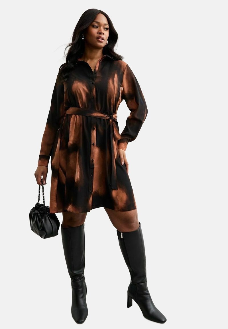 knee length dresses for ladies Women's Boho Lace Brown Dress
