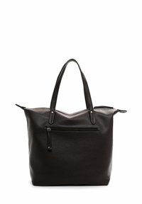 Ruda odinė pirkinių rankinė su tekstūruotu paviršiumi, dviem rankenomis ir priekinę užtrauktuko kišenėlę. Erdvus ir struktūruotas dizainas, idealus kasdieniam naudojimui.