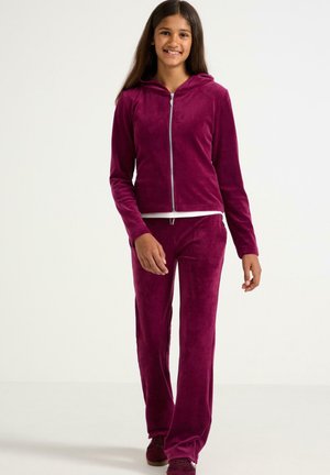 Lindex, LINDEX HOODIE IN VELOUR LINDEX - Sweater met rits - dark red