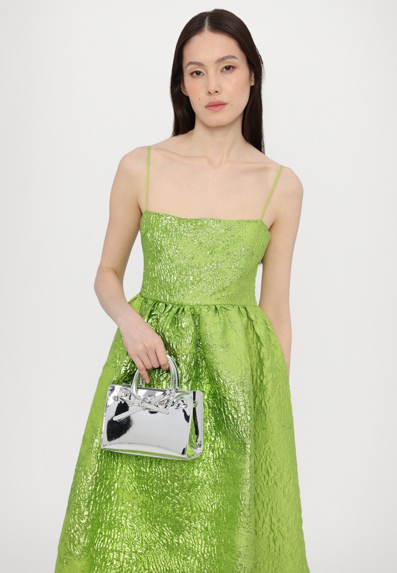 green emerald velvet dress Sleeveless Gathered Midi Dress