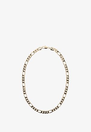 Aranyszínű fém láncnyaklánc váltakozó vastagságú, vastag és vékony láncszemekkel, biztonságos kapoccsal. Simább textúra, egységes dizájn.