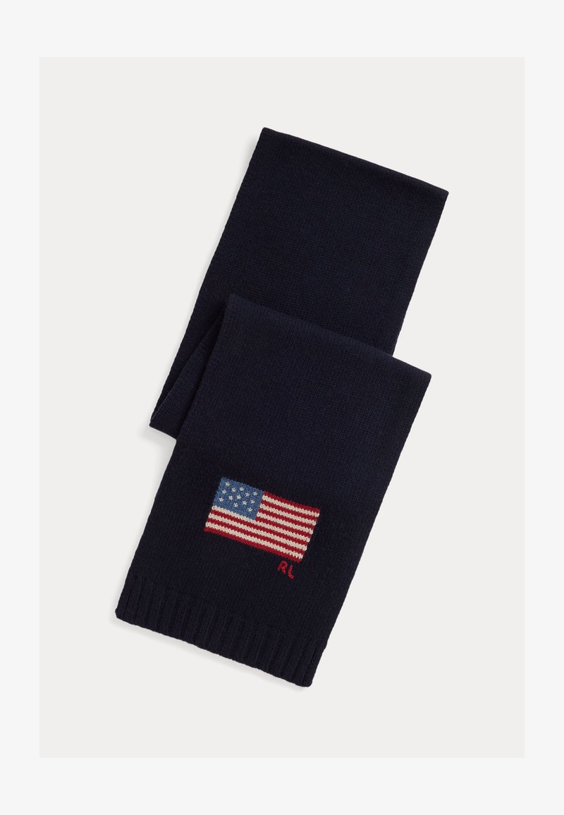Polo Ralph Lauren FLAG KNIT WOOL BLEND SCARF - Sjal - collection navy