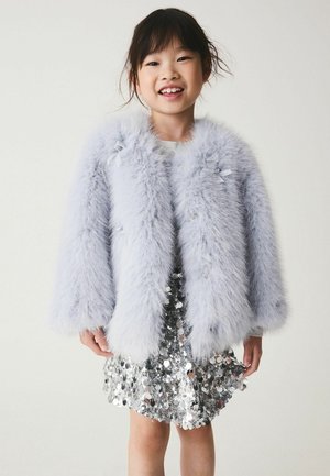Next, BOW EMBELLISHED FAUX FUR COAT - Žieminė striukė - light blue