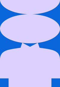 Absztrakt geometriai formák világos lila és kék színben. Simább ívek és réteges kialakítás jellemzi, amely összességében harmonikus kompozíciót alkot.