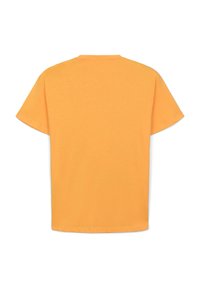 T-shirt a maniche corte di un vivace arancione, realizzato in morbido cotone, con un design semplice, collo rotondo e senza motivi.