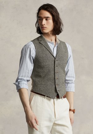 WOOL HERRINGBONE TWEED VEST - Γιλέκο - black/cream