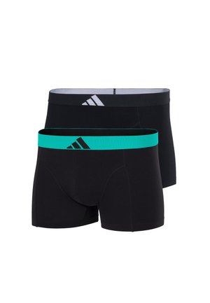 Due paia di boxer neri con una fascia in vita turchese a contrasto e il logo Adidas su ogni fascia. Tessuto morbido ed elasticizzato.