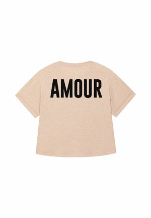 Print T-shirt - mottled beige