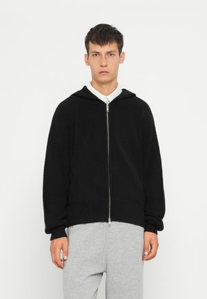 BOXY HOODIE - Strickjacke - black