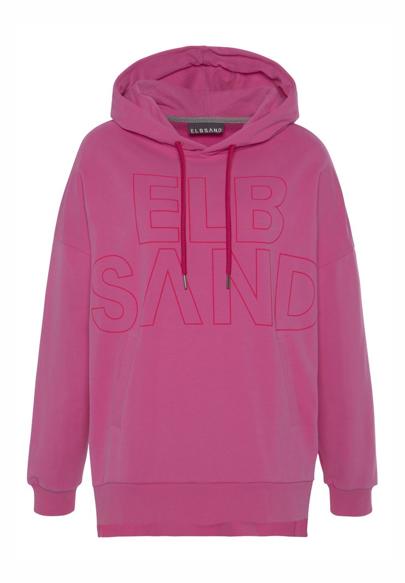 Felpa con cappuccio rosa con grande logo tonale "ELBSAND", tasca frontale a marsupio e polsini a coste. Realizzata in tessuto morbido e traspirante.