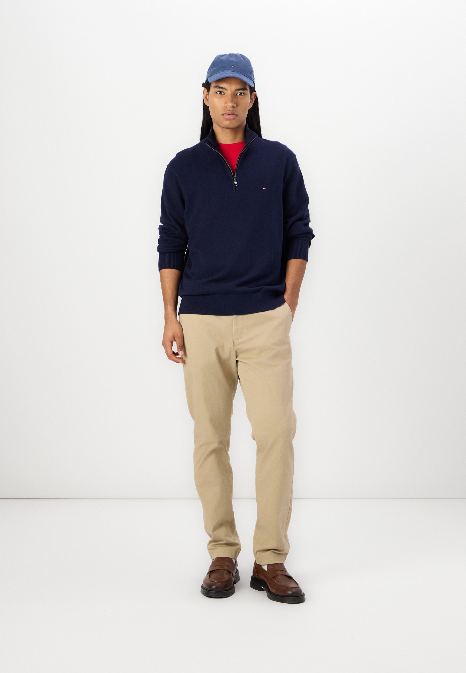 Tommy Hilfiger PIMA ORG CTN CASHMERE ZIP MOCK - Pulover - donker