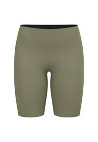 Compressie shorts in olijfgroen, gemaakt van lichtgewicht stof met een hoge tailleband. Bevat geperforeerde accenten aan de zoom.