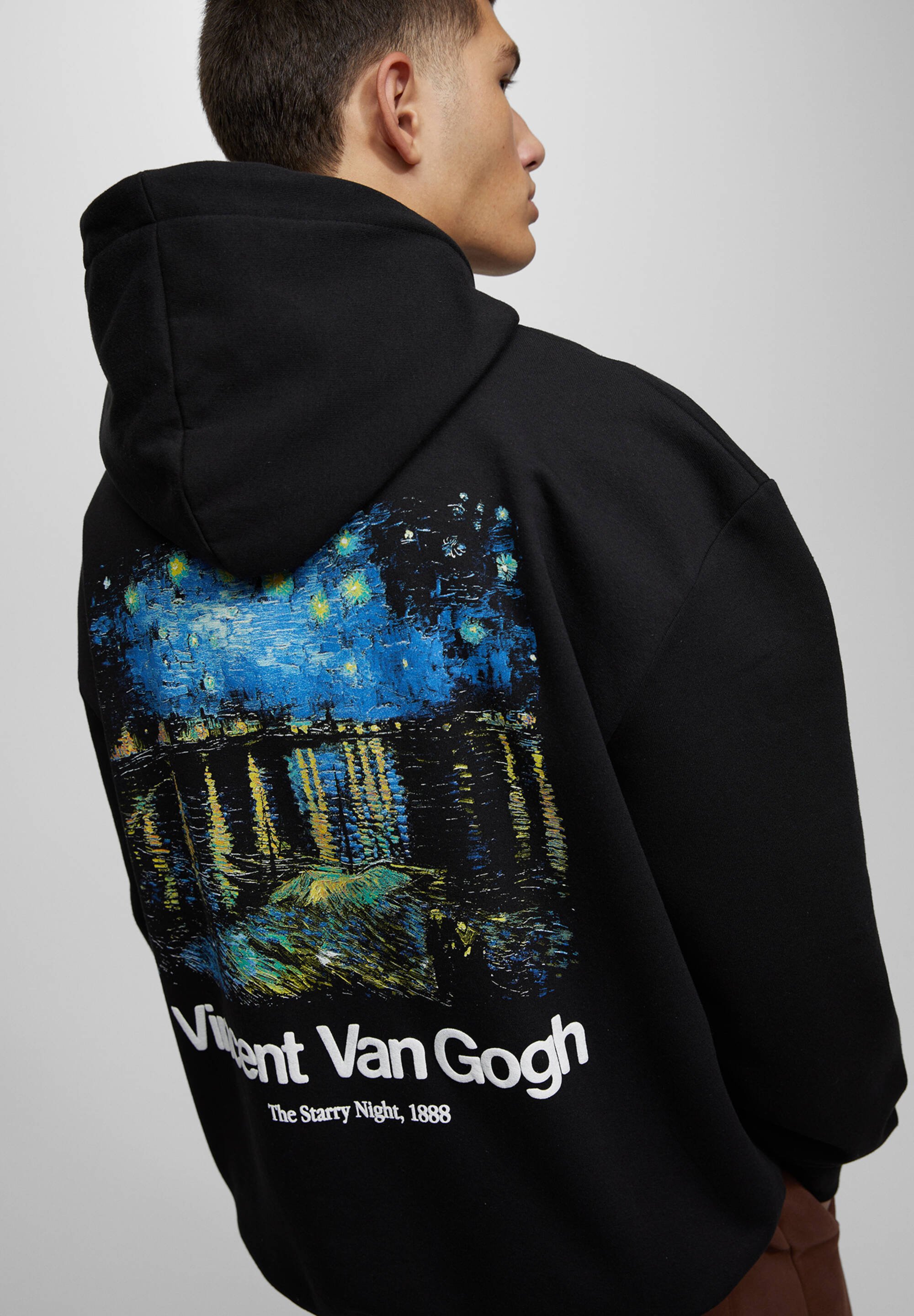 PULL\u0026BEAR VAN GOGH - Hoodie - mottled black/gemêleerd zwart - Zalando.nl
