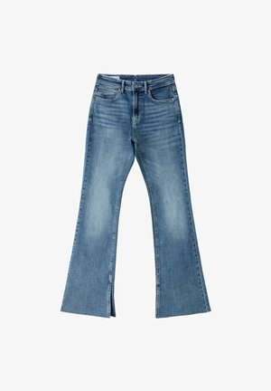 Stradivarius, D74 SLIT FIT FLARED JEANS 04804221 - Džínsy bootcut - blue-black denim