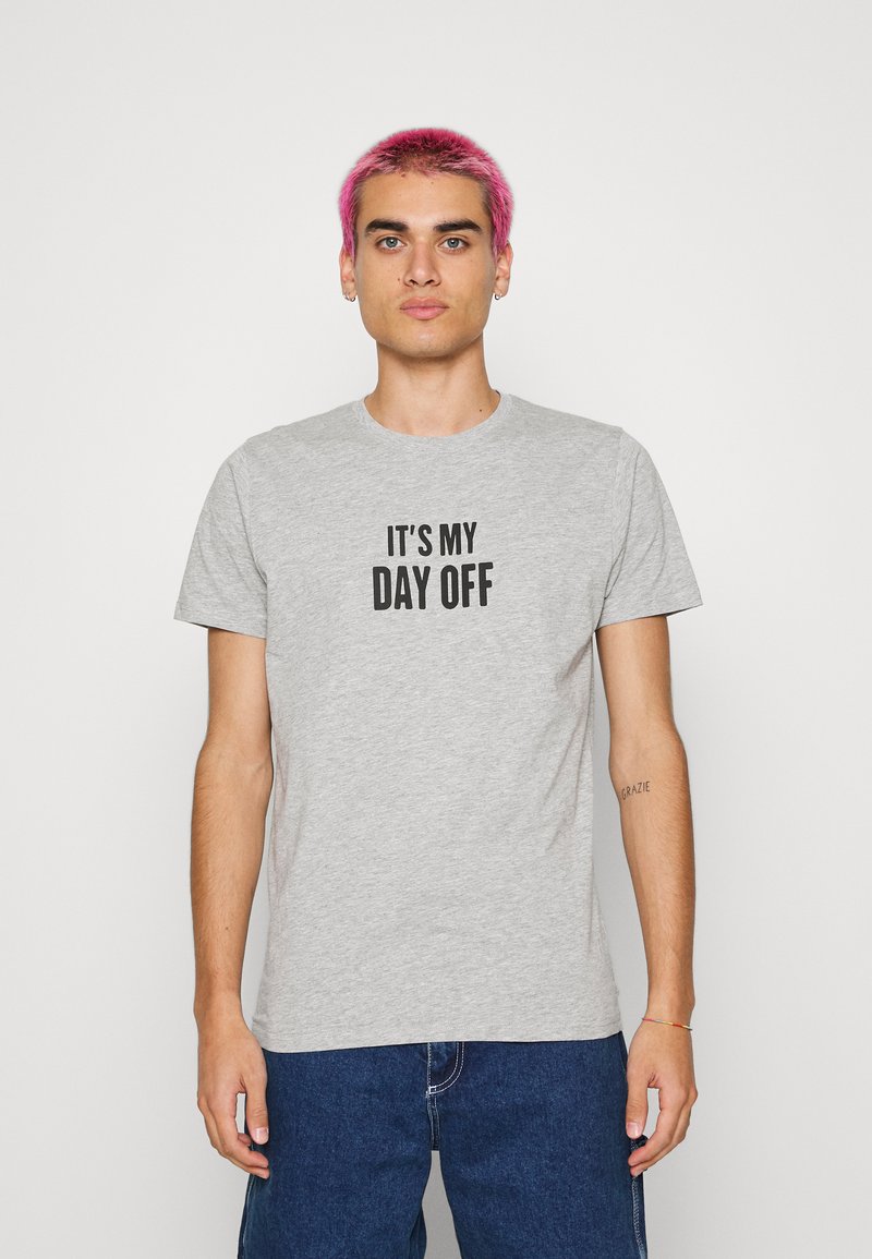 Brave Soul T-shirt estampada - grey marl/black