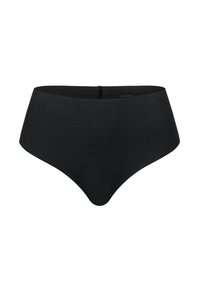Zwarte high-waisted onderbroeken van een gladde stof. Heeft een naadloos ontwerp en een elastische tailleband voor comfort. Geen zichtbare naden of patronen.