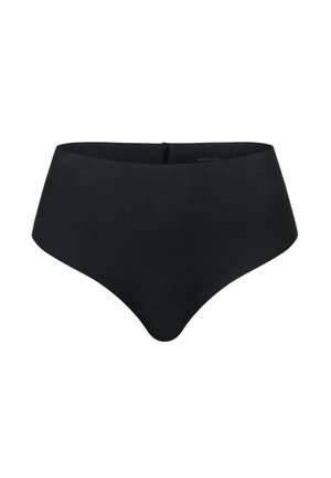 Zwarte high-waisted onderbroeken van een gladde stof. Heeft een naadloos ontwerp en een elastische tailleband voor comfort. Geen zichtbare naden of patronen.
