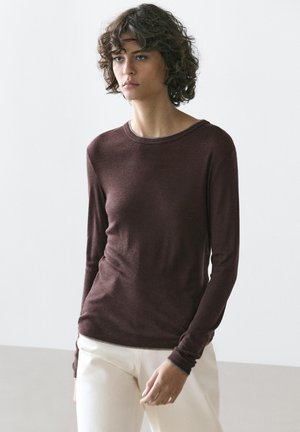 Massimo Dutti LONG SLEEVE WITH DOUBLE FINISH - Top s dlouhým rukávem - dark brown