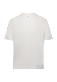 Light-colored short sleeve t-shirt made of soft cotton, with a round neckline and a smooth texture. Features a small logo at the back.