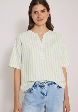 Cecil, HALBARM BLUSE MIT SPLIT NECK UND STREIFEN - Blouse - raw matcha lime