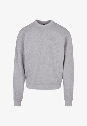 Grå sweatshirt med rund hals, lange ærmer og ribbede manchetter. Lavet af et blødt, struktureret materiale med en afslappet pasform.