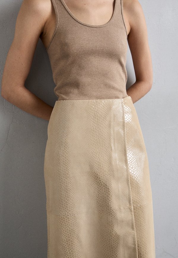 HANNAS - Leather skirt - sand4