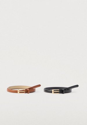 PCBENEDIKTE SLIM BELT 2 PACK - Cinturón de vestir - black/cognac/gold-coloured