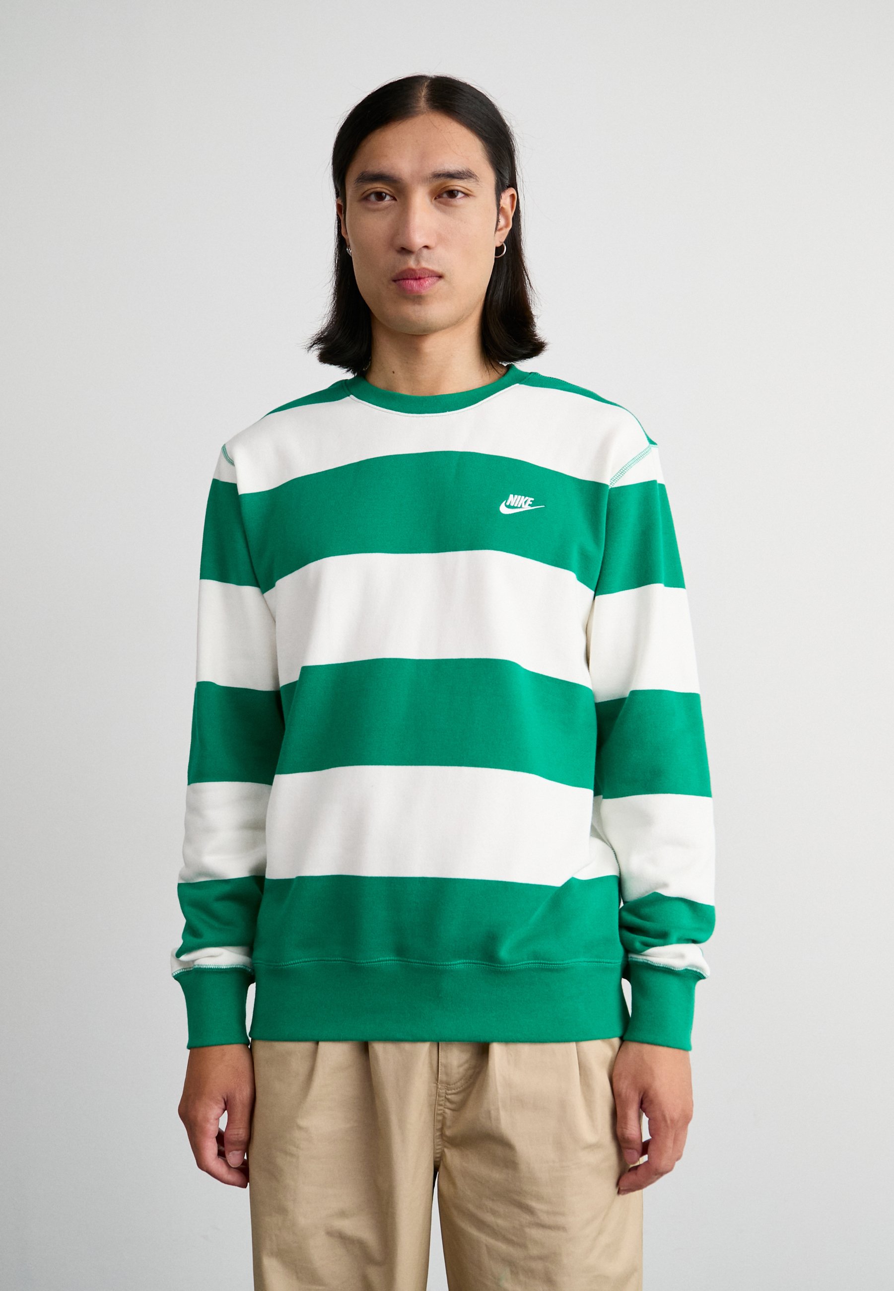 nike striped crewneck