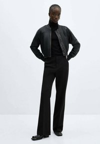 Mango Lederjacke - black